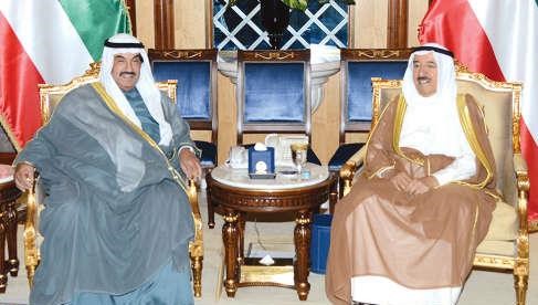 صاحب السمو الامير الشيخ صباحالاحمد خلال استقباله سمو الشيخ ناصر المحمد﻿