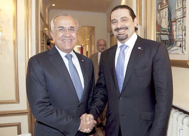 رئيس الحكومة السابق سعد الحريري مستقبلا الرئيس السابق ميشال سليمان في باريس محمود الطويل