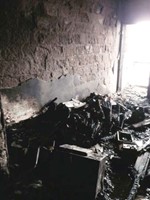 اثار الحريق واضحة على الاجهزة المنزلية