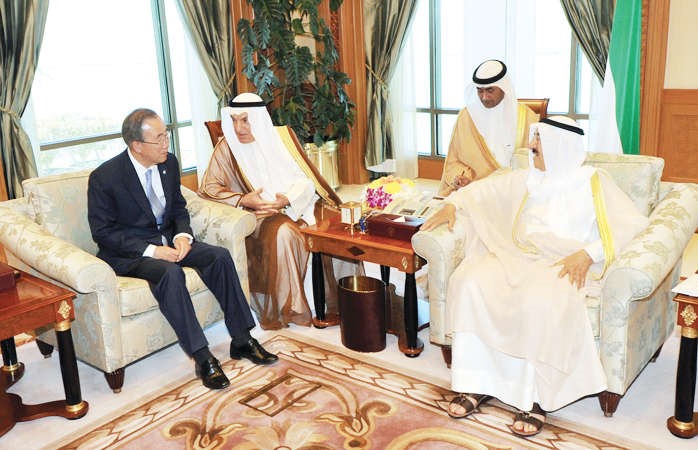 صاحب السمو الامير الشيخ صباح الاحمد مستقبلا بان كي مون 