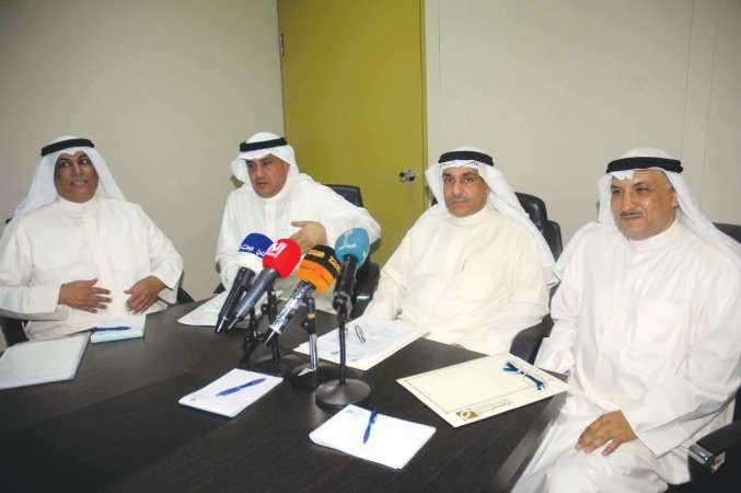 دعبدالله العنزي ودمطر المطيري وعلي حسن وعيد الرشيدي خلال المؤتمر الصحافي	 هاني عبدالله﻿
