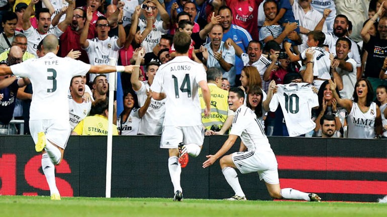 الكولومبي يحرز اول اهدافه مع ريال مدريد رويترز