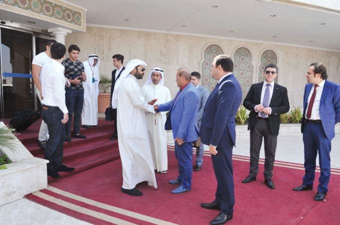 الشيخ طلال العلي العبدالله ورائد رجب لدى استقبالهما للوفد الاذربيجانيقاسم باشا ﻿