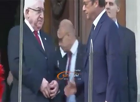 بالفيديو.. موقف محرج جداً للرئيس العراقي من نظيره الفرنسي 