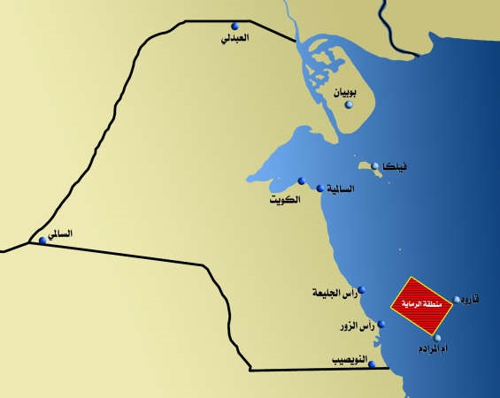 خارطة توضح منطقة الرماية