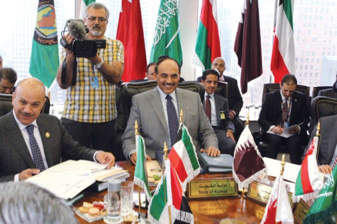 الشيخ صباح الخالد اثناء الاجتماع التنسيقي لوزراء خارجية دول مجلس التعاون لدول الخليج العربية