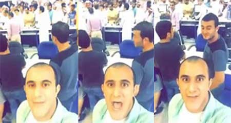 بالفيديو.. صرخة شاب سعودي يلتقط سيلفي في أحد معارض بيع الآيفون 6 تجبر الجميع على النظر اليه