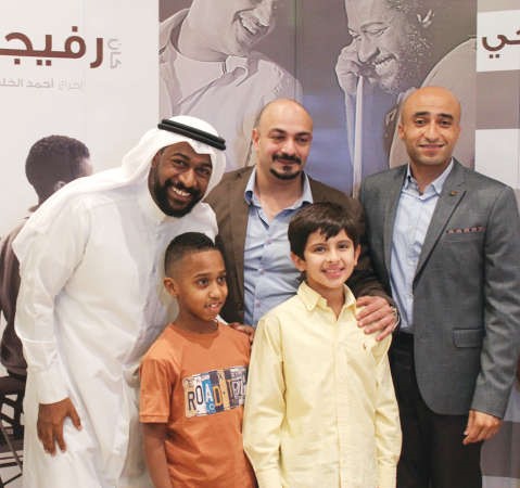 يعرب بورحمة مع عبدالمحسن القفاص وفيصل العميري في حفل افتتاح فيلم كان رفيجي 