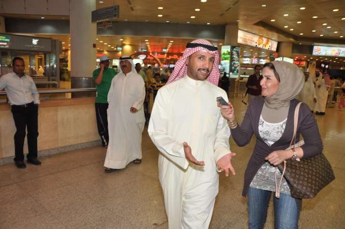 رئيس مجلس الامة مرزوق الغانم متحدثا الى الزميلة هالة عمران لدى عودته من الاراضي المقدسةاحمد علي﻿