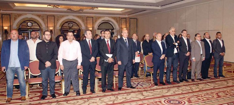 جانب من كبار حضور ندوة الدراسات الاعلامية في قطاع الانتاج التلفزيونية في الدول العربية محمود الطويل

