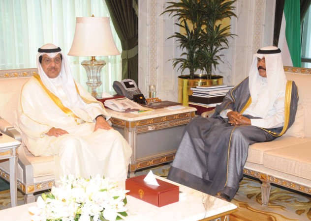 سمو نائب الامير وولي العهد الشيخ نواف الاحمد مستقبلا مبارك الخرينج ﻿