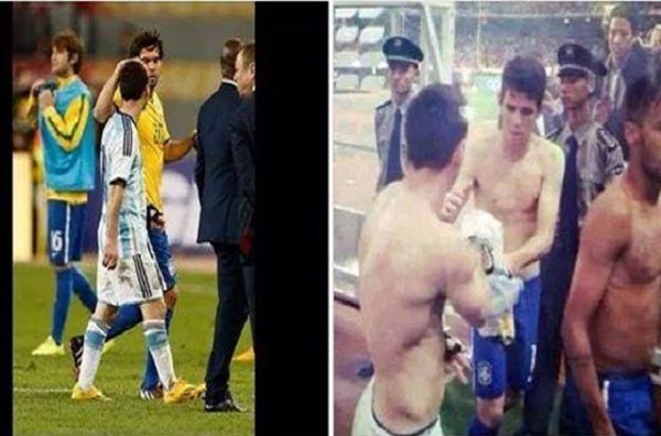 بالفيديو.. ميسي يتجاهل طلب "كاكا" ويهدي قميصه لـ "أوسكار"