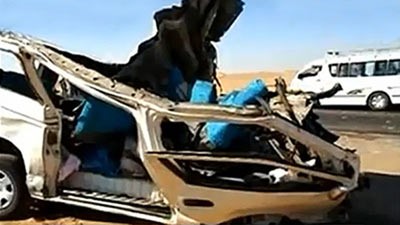 بالفيديو.. اللقطات الأولى لحادث مصرع 27 شخصًا في تصادم 3 سيارات في أسوان