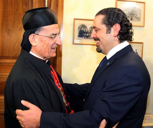 البطريرك بشارة الراعي مستقبلا الرئيس سعد الحريري في مقر اقامته في المدرسة المارونية في روما محمود الطويل