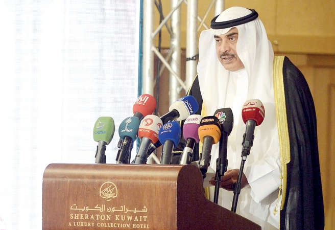الشيخ صباح الخالد ملقيا كلمته في افتتاح الملتقى الاعلامي الخليجي