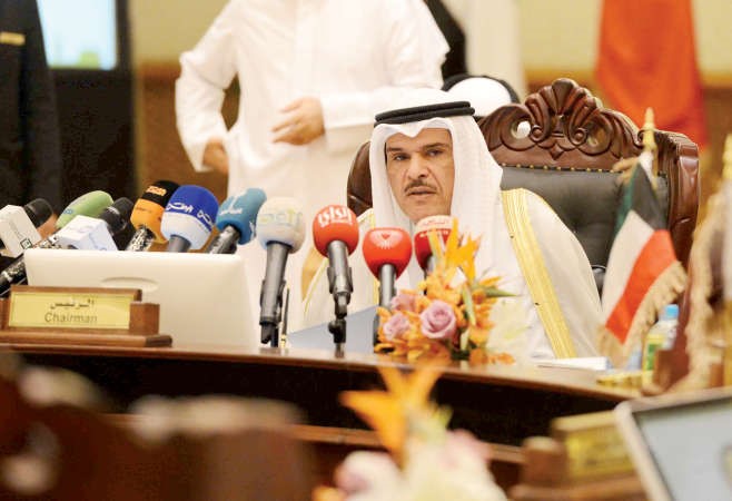 الشيخ سلمان الحمود متحدثا خلال اجتماع وزراء الثقافة الخليجيين﻿