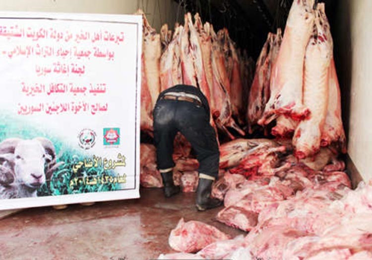 جانب من الاضاحي المقدمة للاجئين السوريين﻿