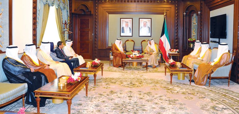 سمو رئيس مجلس الوزراء الشيخ جابر المبارك خلال استقباله وزراء التربية والتعليم لدول مجلس التعاون﻿