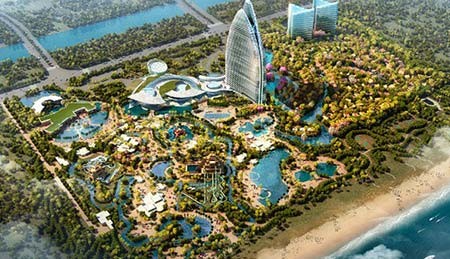 منتزه اتلانتيس سانيا في الصين ويطل المنتزه المائي الذي سيضم معروضات بحرية على بحر الصين الجنوبي ومن المتوقع افتتاحه في العام 2016