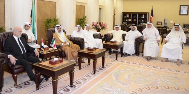 رئيس مجلس الامة مرزوق الغانم مستقبلا وزير الخارجية العراقي د ابراهيم الجعفري بحضور مبارك الحريص وعبدالله التميمي وديوسف الزلزلة وكامل العوضي وفيصل الشايع واحمد لاري
