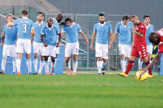 فرحة لاعبي لاتسيو بالفوز