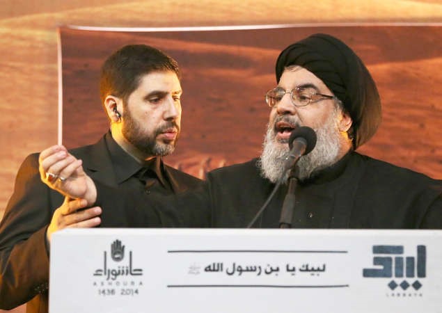 امين عام حزب الله متحدثا امام الجماهير مساء امس الاول محمود الطويل