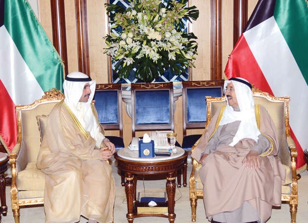  صاحب السمو الامير الشيخ صباح الاحمد مستقبلا رئيس مجلس الامة مرزوق الغانم ﻿