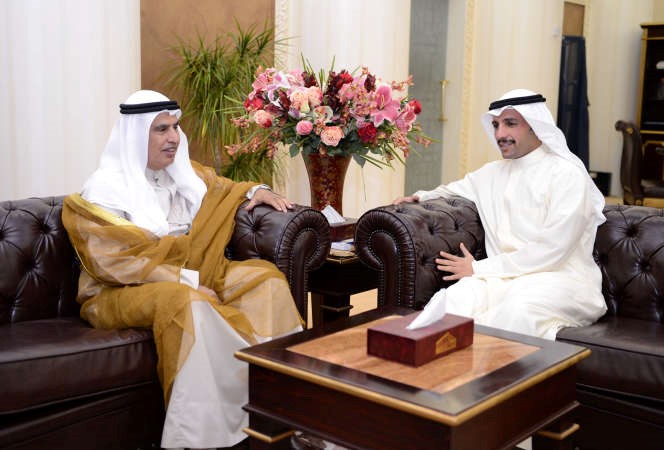 رئيس مجلس الامة مرزوق الغانم خلال استقباله صالح الفضالة﻿
