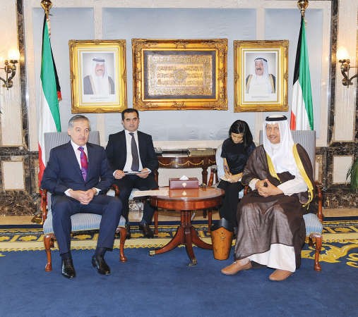 سمو رئيس مجلس الوزراء الشيخ جابر المبارك مستقبلا وزير خارجية طاجيكستان﻿