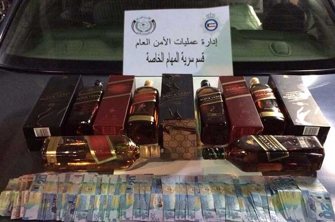 الخمور والمبالغ المالية المضبوطة مع السوابق