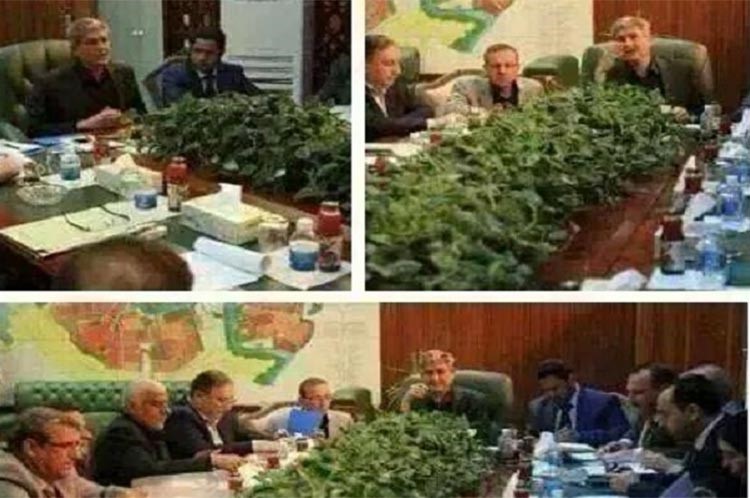 امين بغداد ونباتاته الغريبة تتوسط طاولة مباحثاته مع المسؤولين