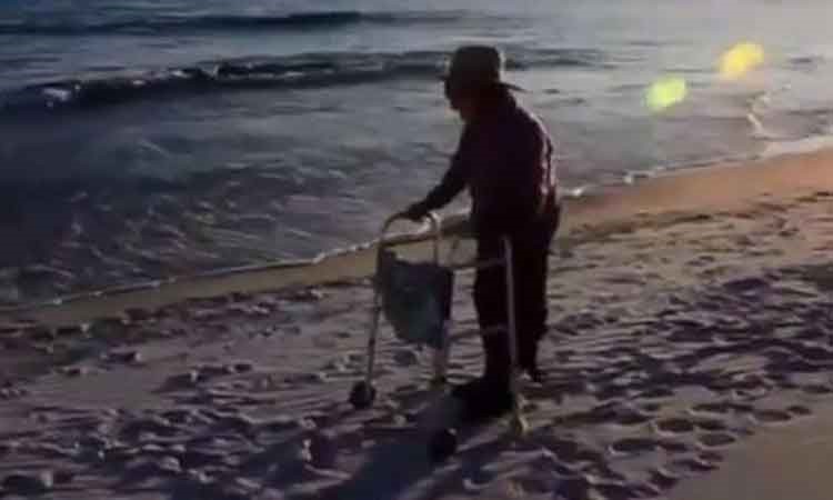 بالفيديو.. رد فعل مسنة اميركية عندما رأت البحر لأول مرة بحياتها 