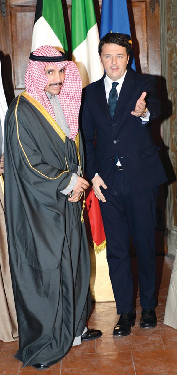 رئيس مجلس الامة مرزوق الغانم مع رئيس الوزراء الايطالي ماتييو رينتسي