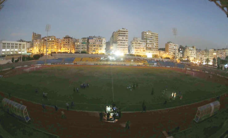 ملعب المباراة بعد انقطاع الكهرباء عنه