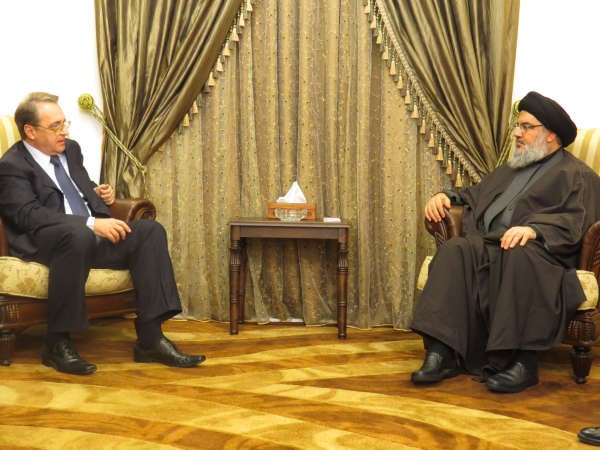 السيد نصرالله مستقبلا المبعوث الروسي ميخائيل بوغدانوف محمود الطويل