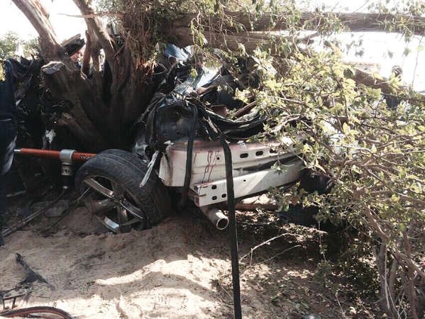  الشجرة انكسرت فوق المركبة المنكوبة ﻿