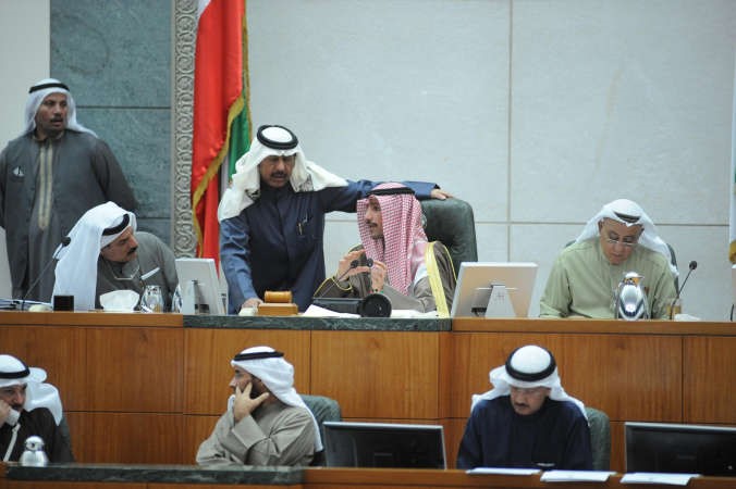 رئيس مجلس الامة مرزوق الغانم وحمد سيف وعبدالله المعيوف ونبيل الفضل على المنصة هاني الشمري
