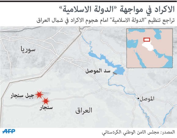 برزاني يشكر تركيا لمساعدتها كردستان في محاربة «داعش» و«البيشمركة السورية» تقاتل في قضاء سنجار العراقي