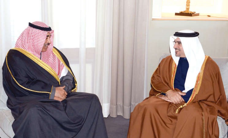 ولي العهد نائب القائد الاعلى النائب الاول لرئيس مجلس الوزراء في مملكة البحرين الامير سلمان بن حمد ال خليفة مستقبلا الشيخ صباح الخالد