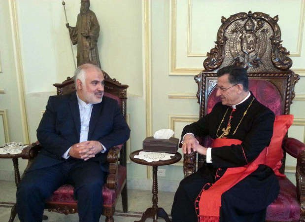 البطريرك بشارة الراعي مستقبلا السفير الايراني محمد فتح عليمحمود الطويل 