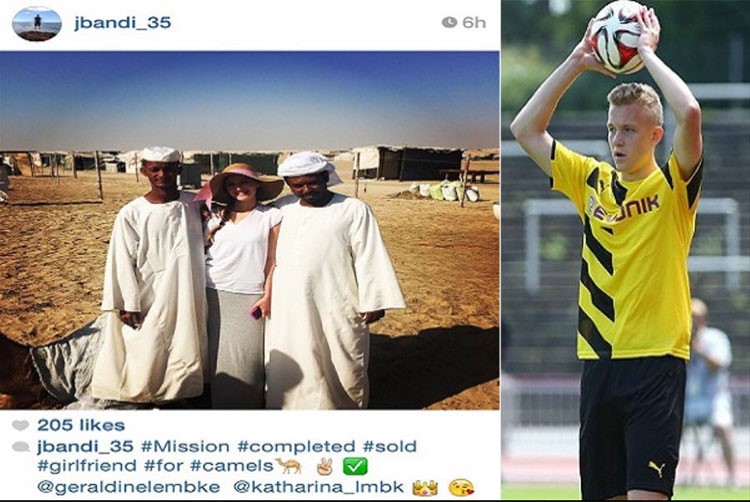 صورة للاعب الالماني الشاب جانيك باندويسكي الى جانب الصورة التي نشرها لصديقته كاترينا