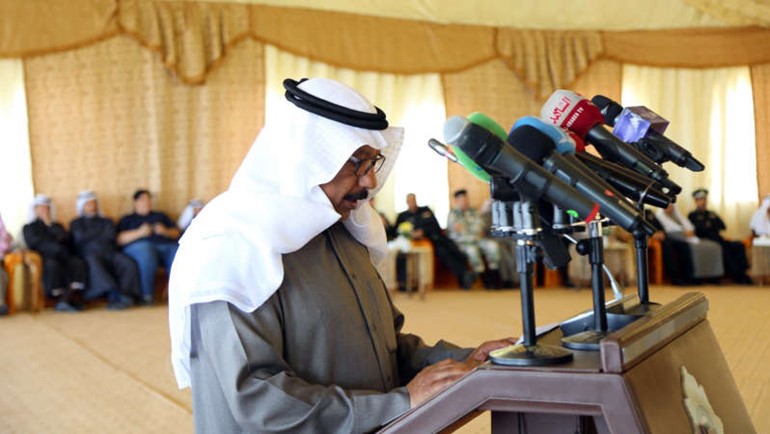 الفريق يوسف السعودي ملقيا كلمته نيابة عن الضباط المتقاعدين﻿