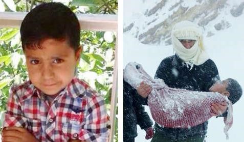 صورة للطفل ماجد قبل وفاته وبعد ان قضى بسبب البرد﻿