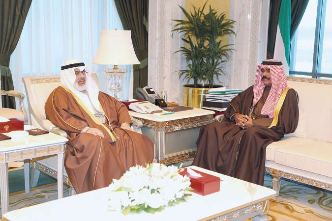 سمو ولي العهد الشيخ نواف الاحمد مستقبلا عادل الصرعاوي﻿