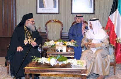سمو رئيس مجلس الوزراء الشيخ جابر المبارك مستقبلا البطريرك يوحنا العاشر ﻿