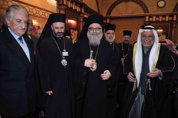 الشيخ علي الجراح في استقبال البطريرك يوحنا العاشر بحضور المطران غطاس هزيم﻿