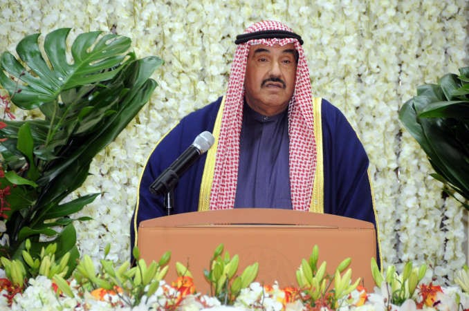 سمو الشيخ ناصر المحمد متحدثا في الحفل﻿