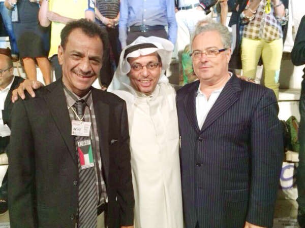 جمال اللهو مع عمدة مدينة بيشليا بايطاليا والفنان عبدالعزيز الحداد في مهرجان البحر الابيض المتوسط للشعوب