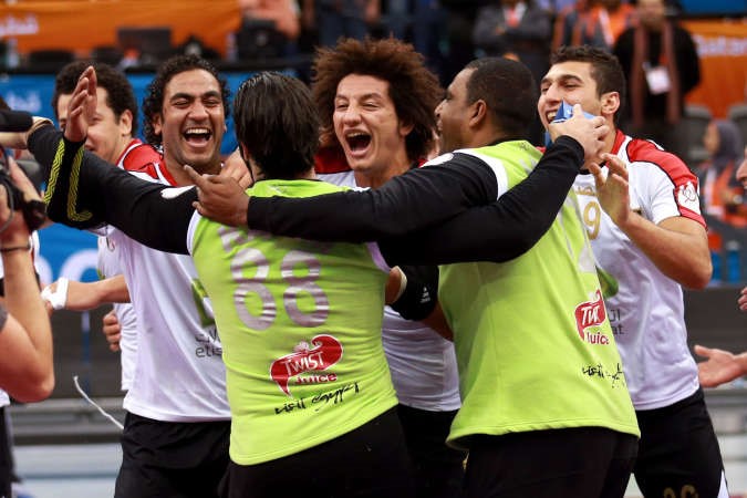 فرحة لاعبي مصر بالانتصار على التشيك﻿