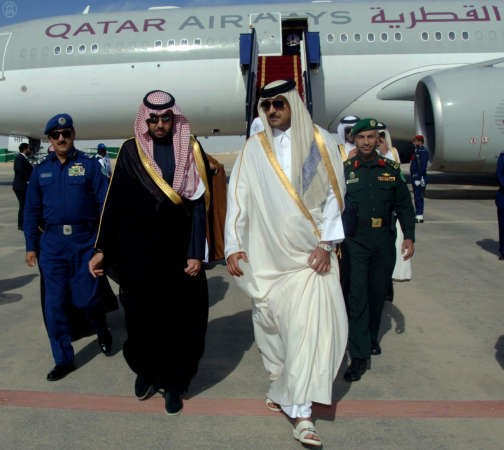 وصول امير قطر الشيخ تميم بن حمد ال ثاني للمشاركة في تشييع الملك عبدالله بن عبدالعزيز